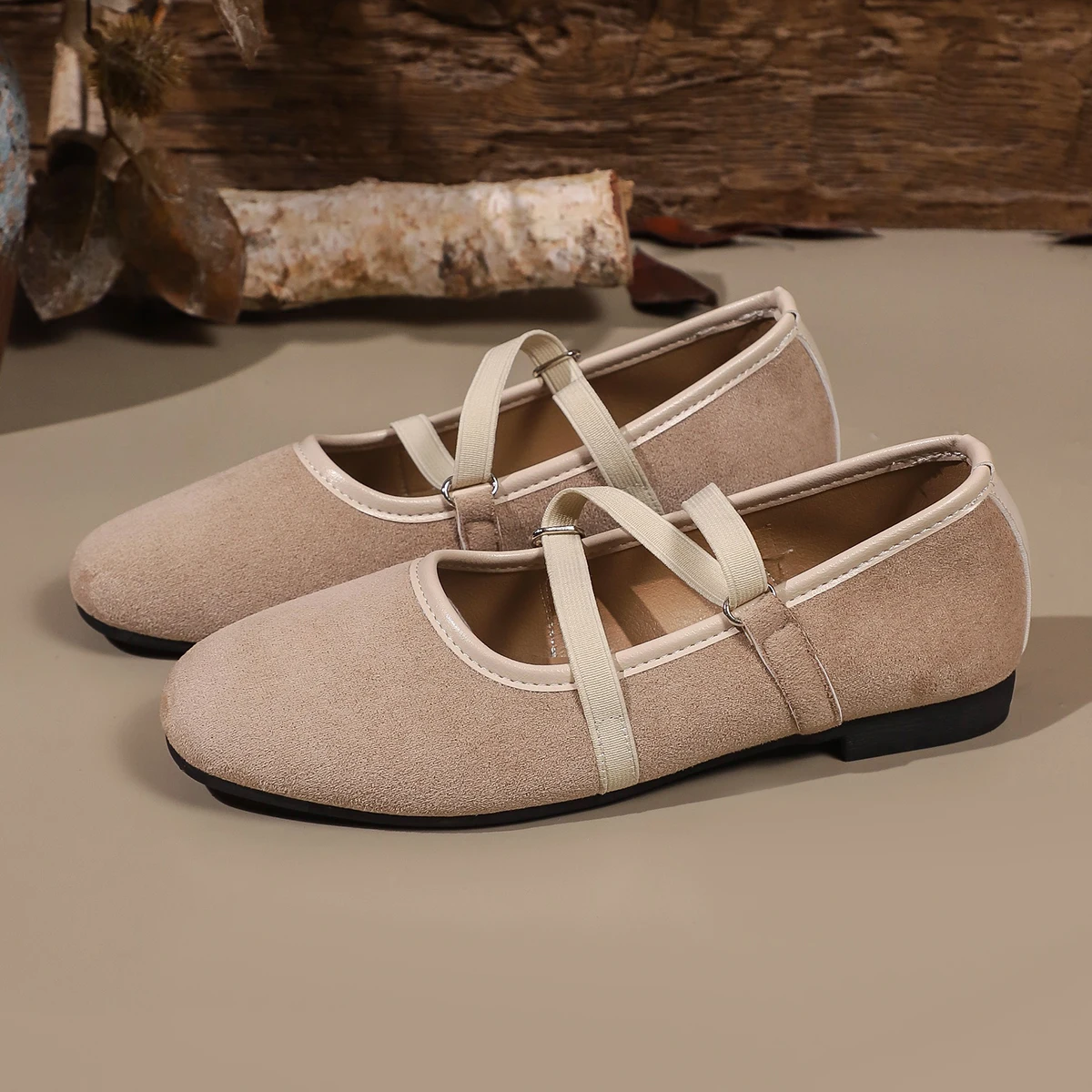 Women Crisscross Strap Ballet Flats Round Toe Mary Jane Shoes Soft Sole Walking Casual Daily Flat Shoes