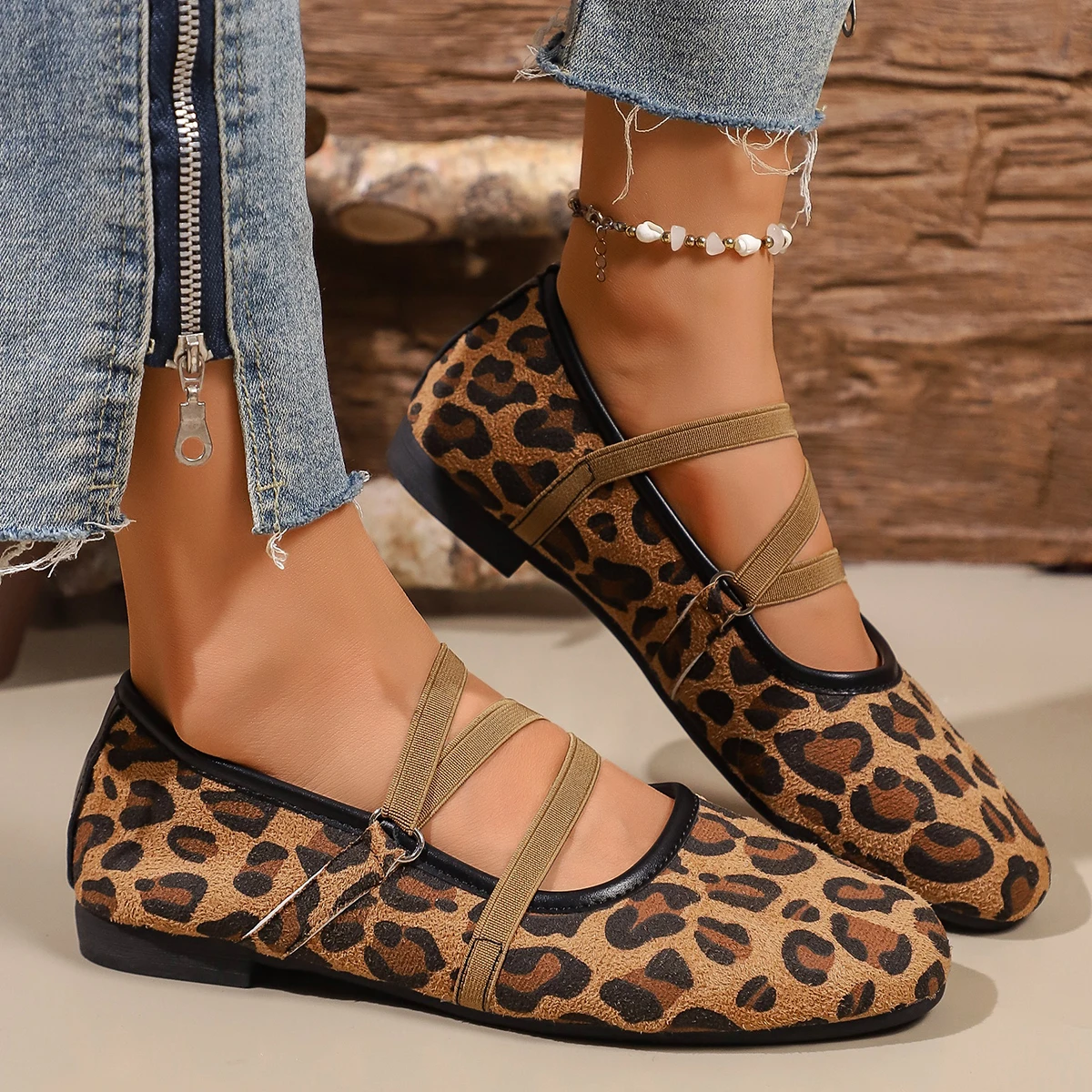 Women Crisscross Strap Ballet Flats Round Toe Mary Jane Shoes Soft Sole Walking Casual Daily Flat Shoes