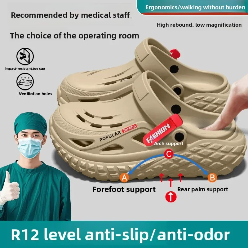 Operating Room Hole Shoes Men's 2026 Summer New Non-Slip Deodorant Arch Support Cool Slippers Men