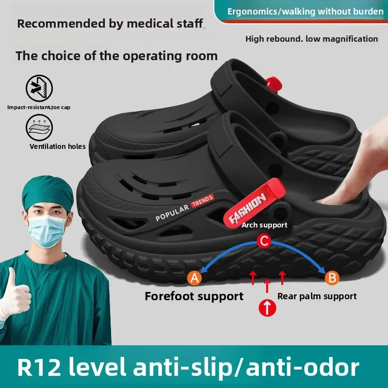Operating Room Hole Shoes Men's 2026 Summer New Non-Slip Deodorant Arch Support Cool Slippers Men