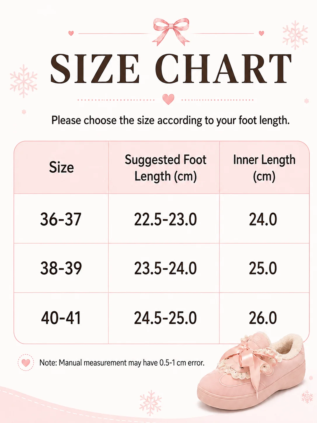 Women Winter Fleece Lined Casual Sneakers Sweet Bow Design Warm Anti Slip Shoes