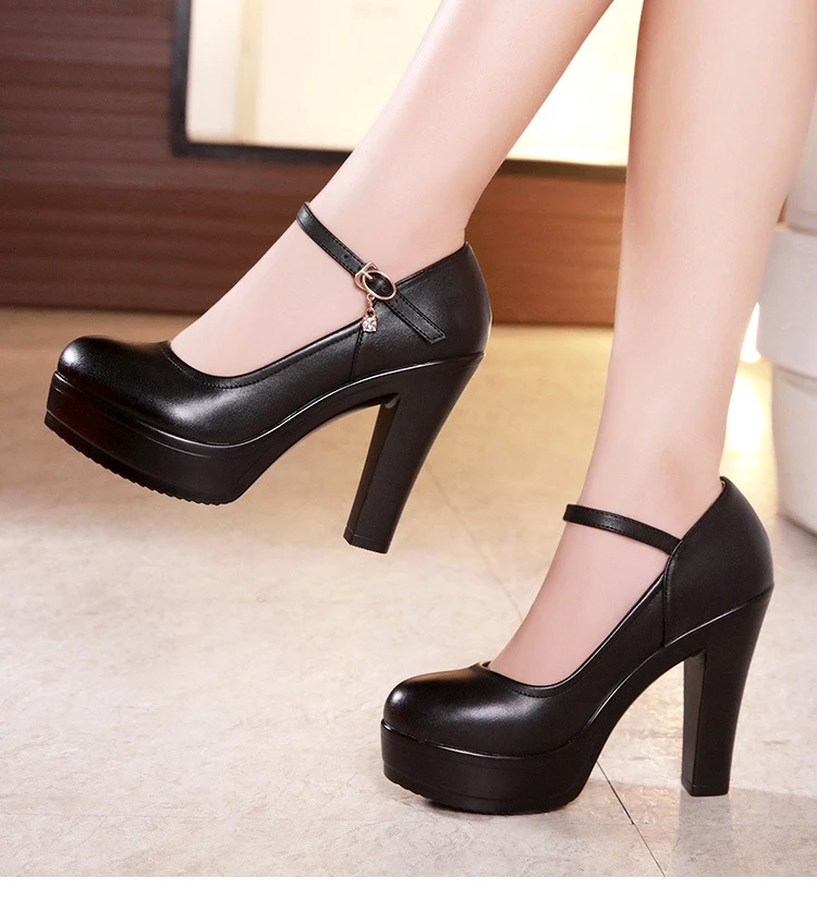 8 10 12cm Small Size 32-43 Shallow Thick Bottom Platform Pumps Women 2026 Block High Heels Shoes for Office Model Wedding Dress