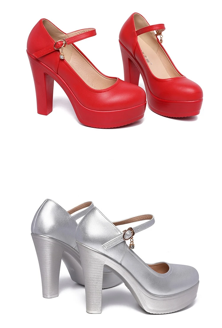8 10 12cm Small Size 32-43 Shallow Thick Bottom Platform Pumps Women 2026 Block High Heels Shoes for Office Model Wedding Dress