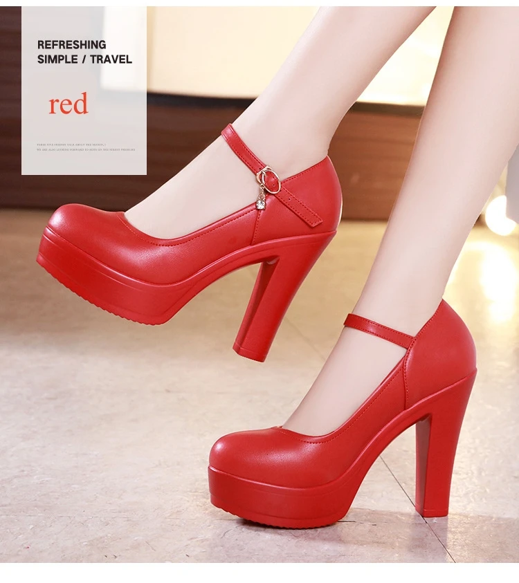 8 10 12cm Small Size 32-43 Shallow Thick Bottom Platform Pumps Women 2026 Block High Heels Shoes for Office Model Wedding Dress