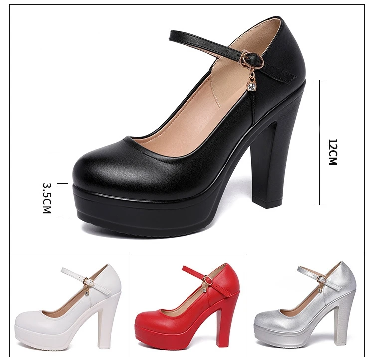 8 10 12cm Small Size 32-43 Shallow Thick Bottom Platform Pumps Women 2026 Block High Heels Shoes for Office Model Wedding Dress