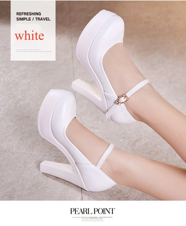 8 10 12cm Small Size 32-43 Shallow Thick Bottom Platform Pumps Women 2026 Block High Heels Shoes for Office Model Wedding Dress
