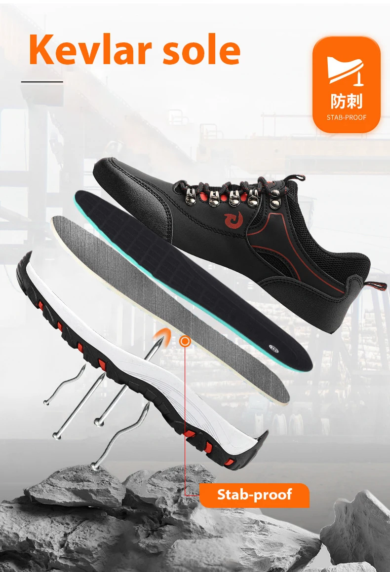Comfortable Durable Men's Safety Shoes Anti-Smash Anti-Impact Work Shoes Resistant Durable Construction Men's Sneakers