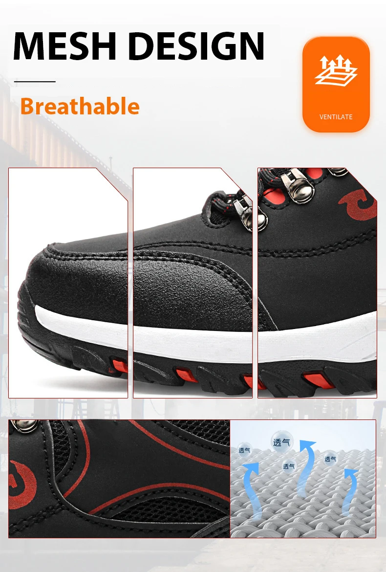 Comfortable Durable Men's Safety Shoes Anti-Smash Anti-Impact Work Shoes Resistant Durable Construction Men's Sneakers