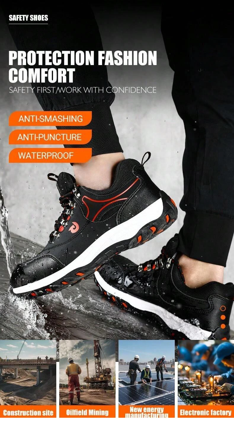 Comfortable Durable Men's Safety Shoes Anti-Smash Anti-Impact Work Shoes Resistant Durable Construction Men's Sneakers