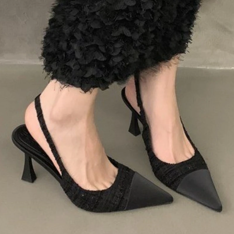 New Fashionable Comfortable Elegant Sexy Small Toe Stiletto High Heels French High Heels Baotou Back Hollow Sandals Women