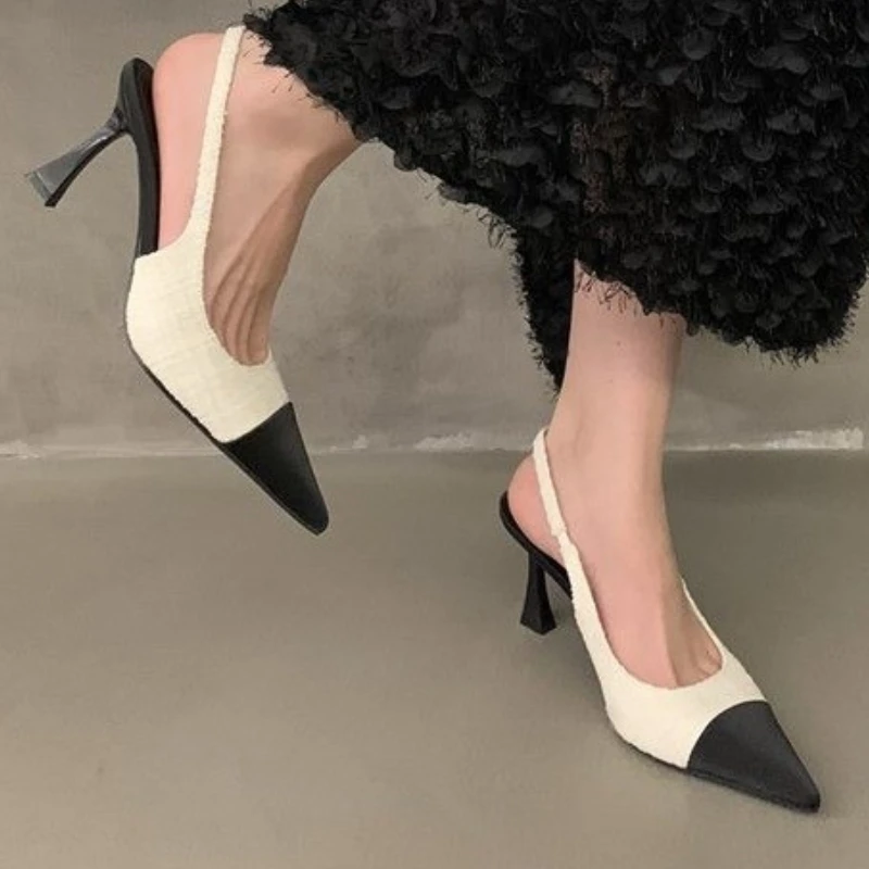 New Fashionable Comfortable Elegant Sexy Small Toe Stiletto High Heels French High Heels Baotou Back Hollow Sandals Women