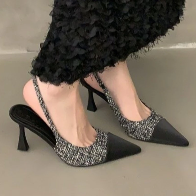 New Fashionable Comfortable Elegant Sexy Small Toe Stiletto High Heels French High Heels Baotou Back Hollow Sandals Women