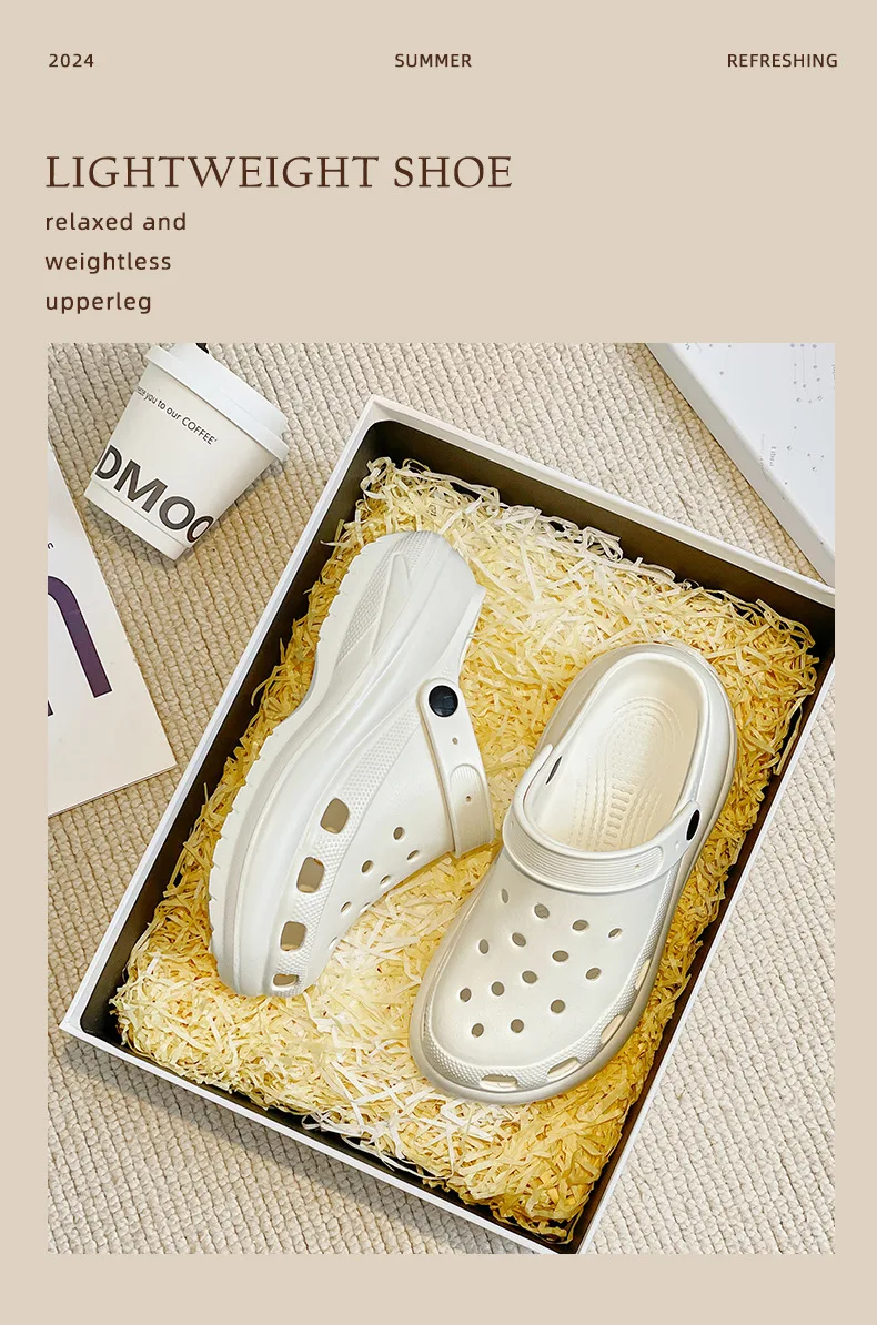 Women's Slippers Summer New in Fashionable Breathable Thick Bottom Heightening Anti-slip Couples Beach Shoes Comfortable EVA