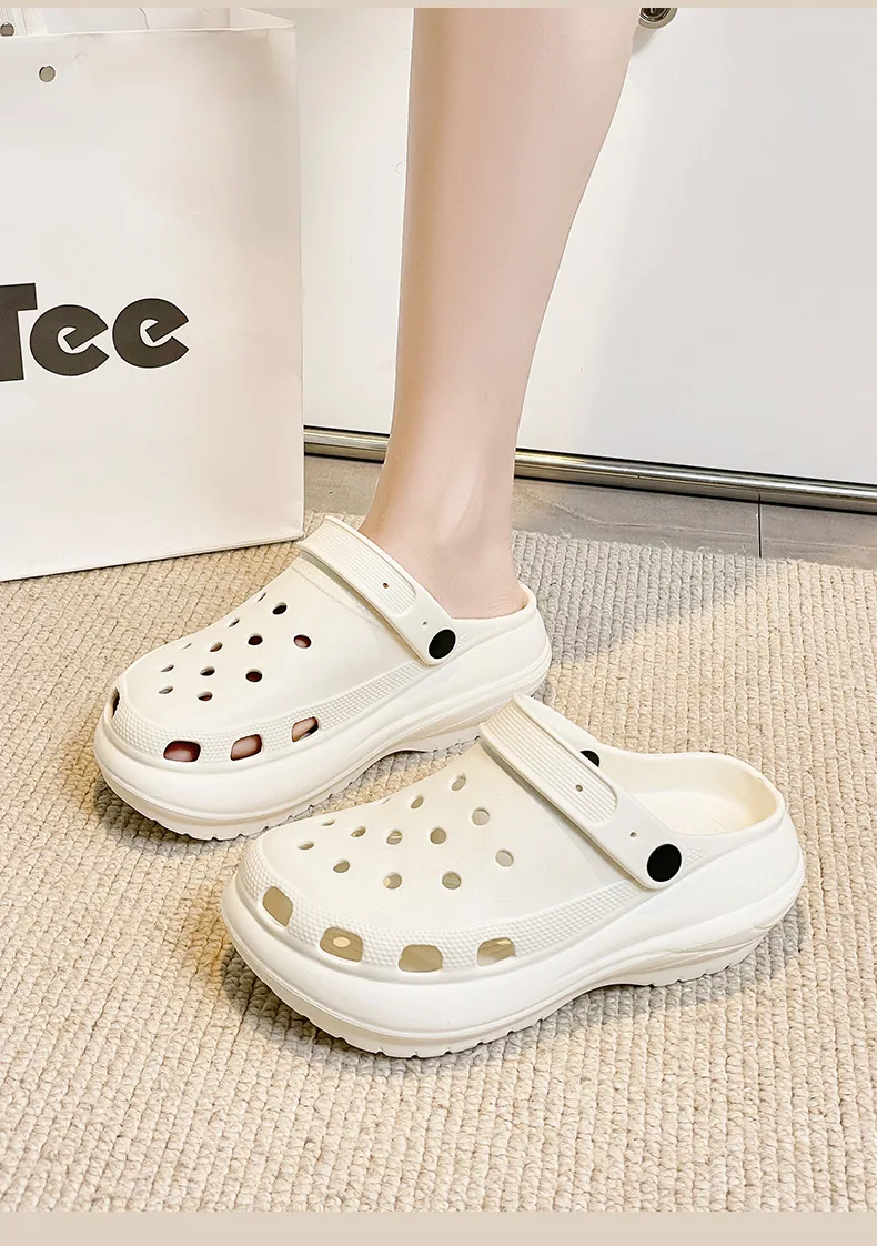Women's Slippers Summer New in Fashionable Breathable Thick Bottom Heightening Anti-slip Couples Beach Shoes Comfortable EVA