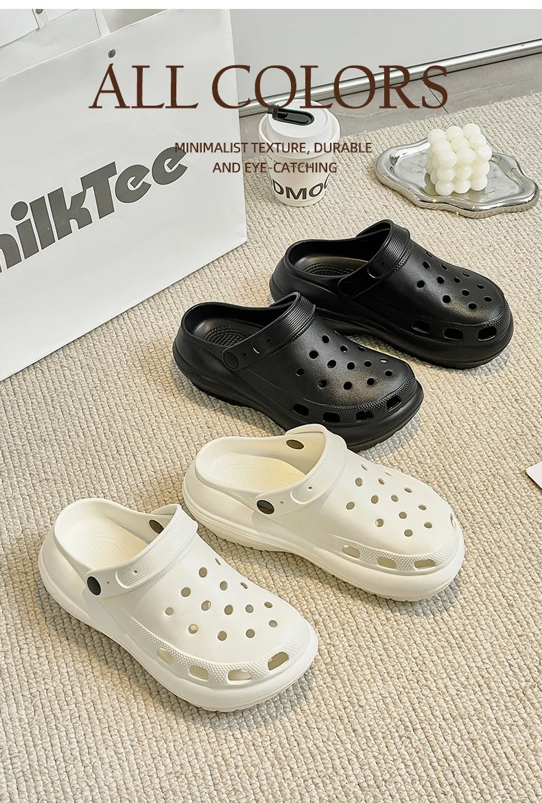 Women's Slippers Summer New in Fashionable Breathable Thick Bottom Heightening Anti-slip Couples Beach Shoes Comfortable EVA