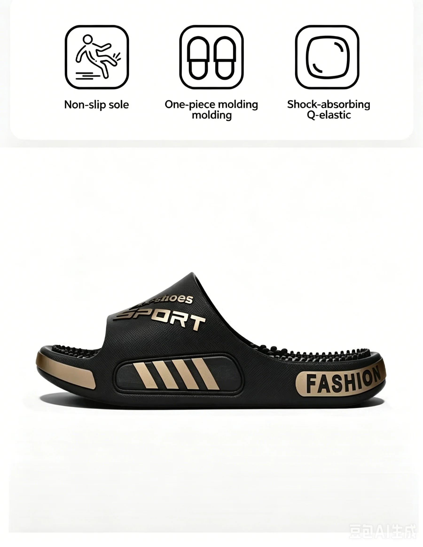 Massage Slippers Men's Summer Indoor Home Bathroom Bath Sole Acupoints Foot Therapy Non-slip Sandals Men's Men Slippers  Shoes