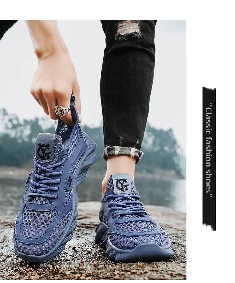 2026 Men's Sports Shoes Breathable Air Mesh Casual Style Summer Shoes PVC Outsole Round Toe Low Cut Comfortable Running Shoes