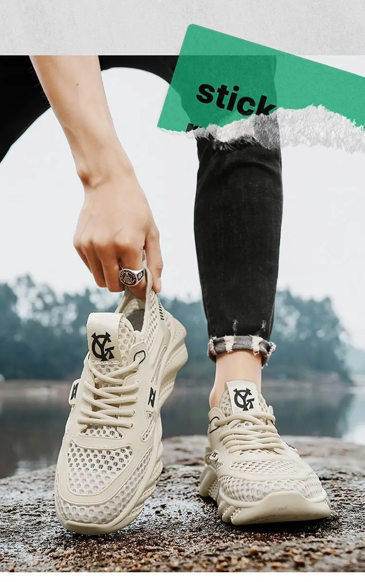 2026 Men's Sports Shoes Breathable Air Mesh Casual Style Summer Shoes PVC Outsole Round Toe Low Cut Comfortable Running Shoes