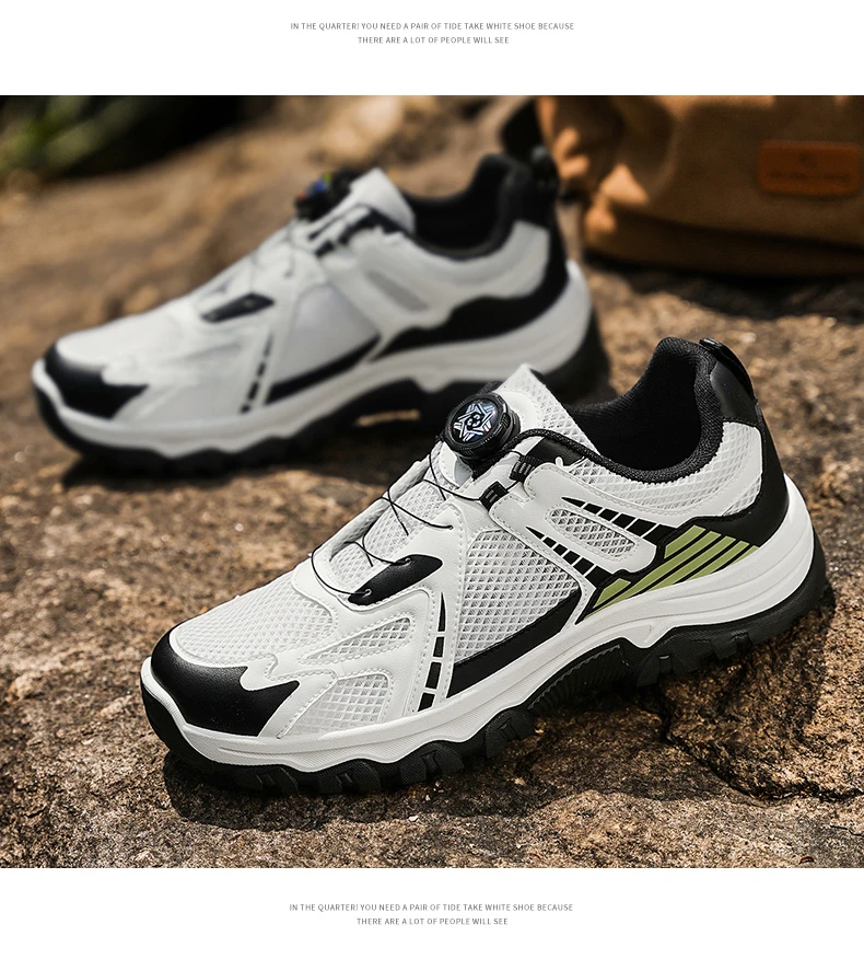Men's Summer Breathable Casual Sneakers Soft Sole Non-Slip Outdoor Running Shoes Lightweight Sports Sneakers with Rotating Shoel
