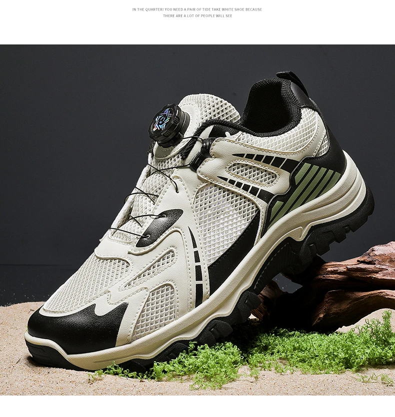 Men's Summer Breathable Casual Sneakers Soft Sole Non-Slip Outdoor Running Shoes Lightweight Sports Sneakers with Rotating Shoel