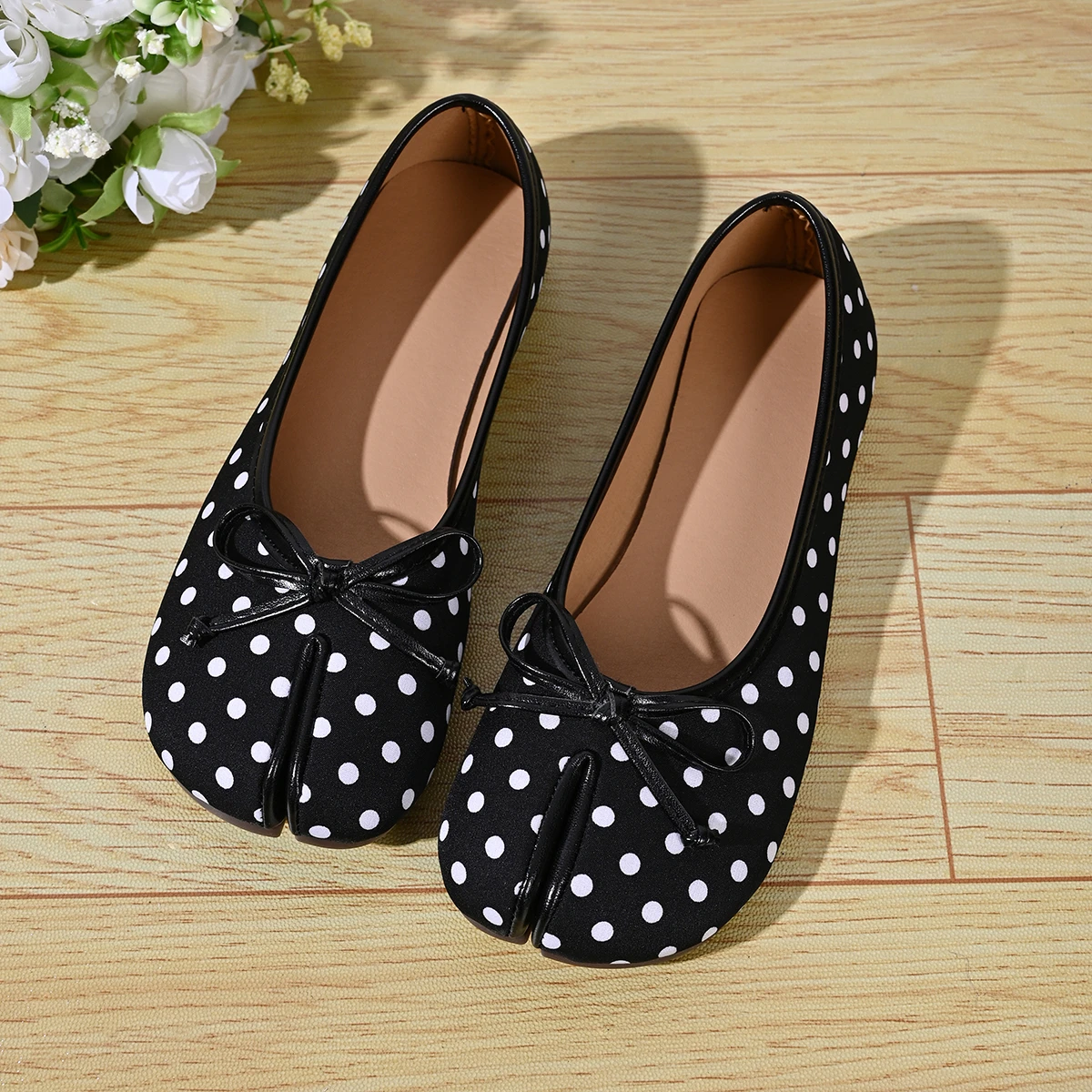 Soft Split Toe Tabi Ballet Flats Women Bowknot Leather Round Toe Ballerina Shoes Low Heel Slip On Loafers Casual Moccasins 2026