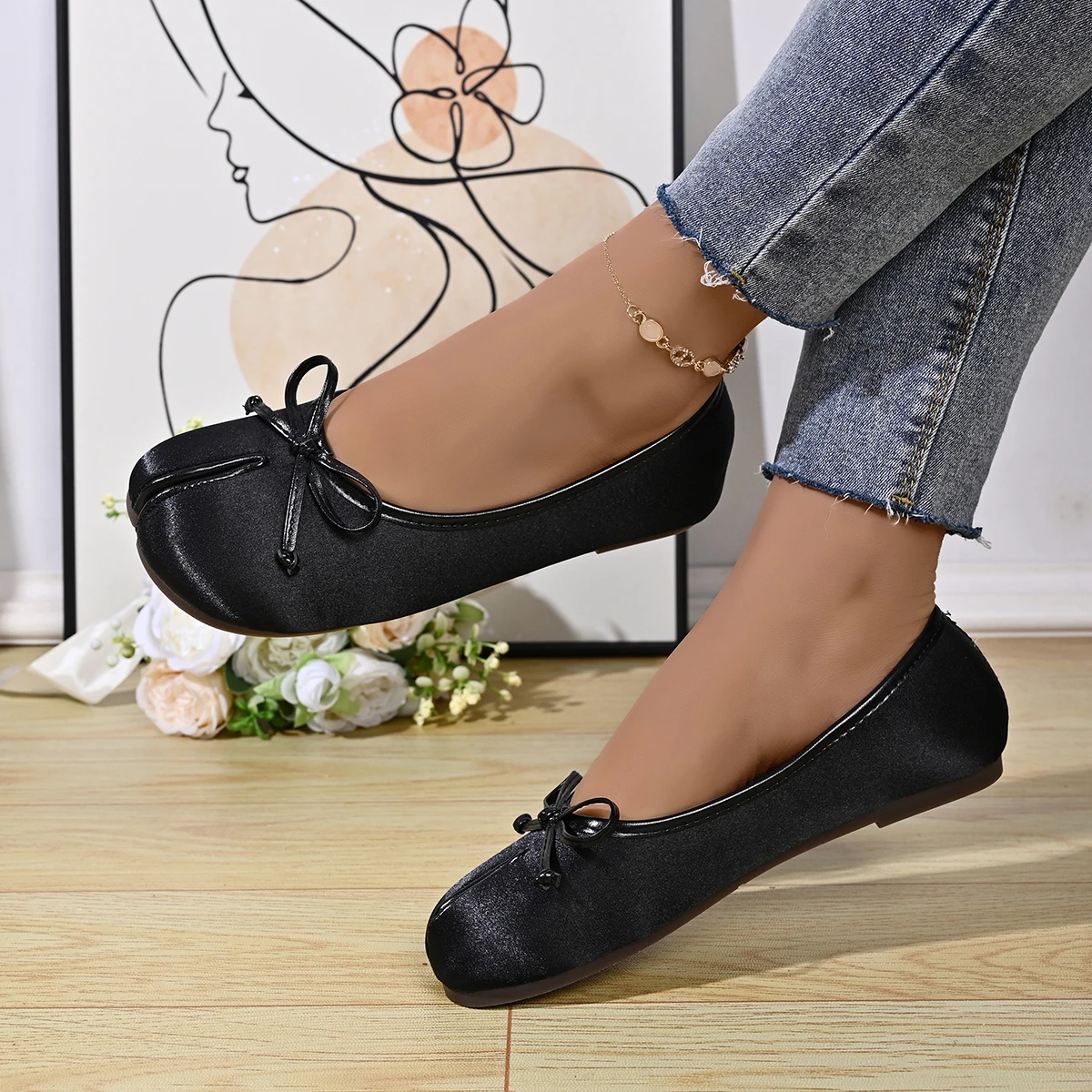 Soft Split Toe Tabi Ballet Flats Women Bowknot Leather Round Toe Ballerina Shoes Low Heel Slip On Loafers Casual Moccasins 2026