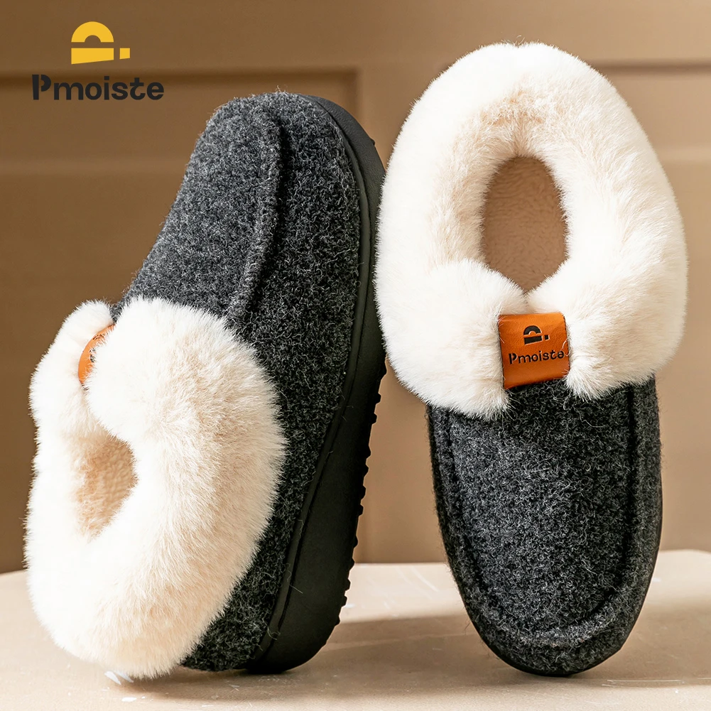 Platform Slippers Women Wedge Memory Foam TPR Non Slip Sole Warm Fuzzy Winter Durable Bedroom Shoes Cozy Comfort