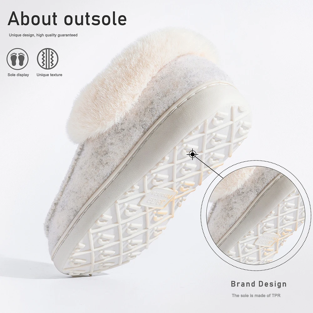 Platform Slippers Women Wedge Memory Foam TPR Non Slip Sole Warm Fuzzy Winter Durable Bedroom Shoes Cozy Comfort
