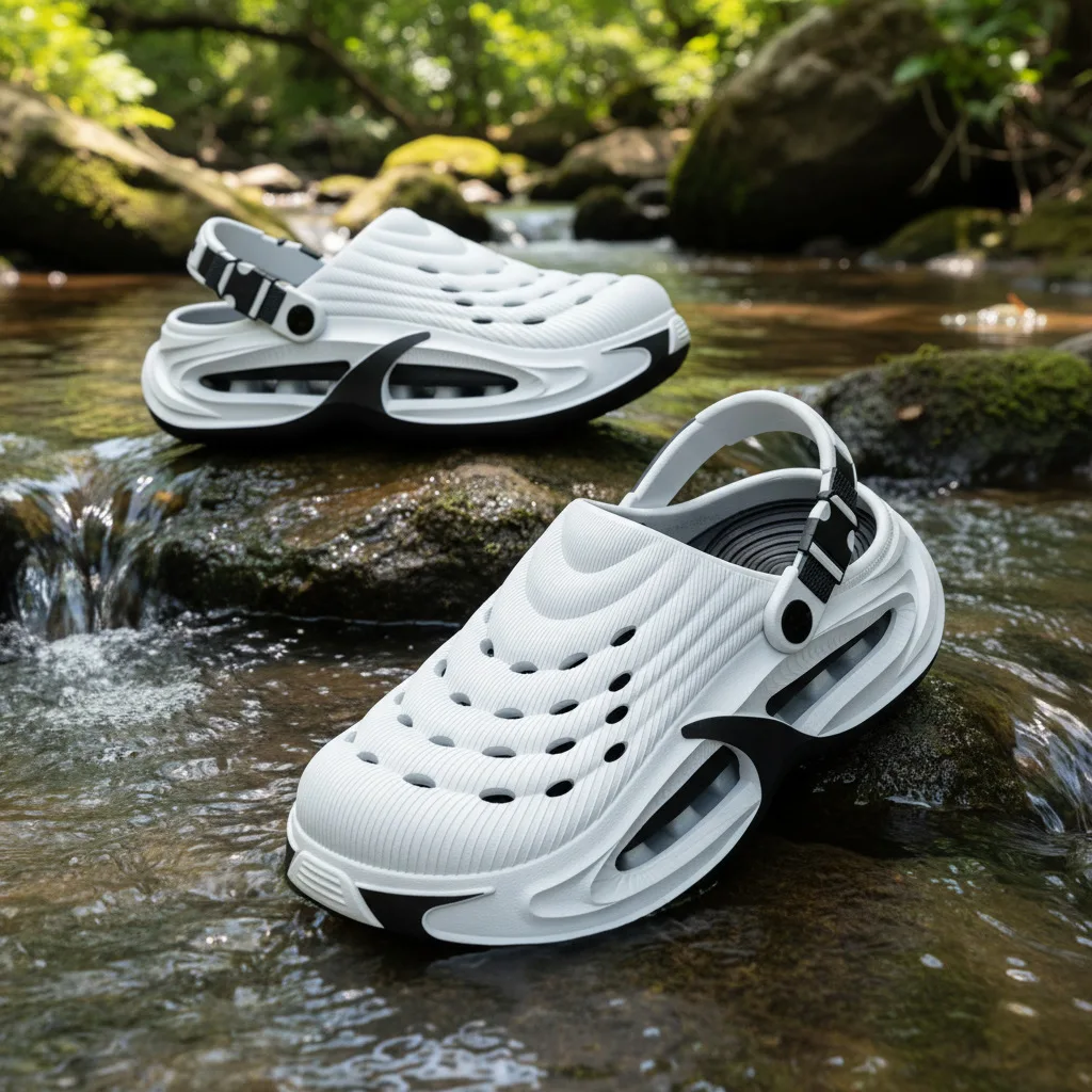 New hole shoes for men in summer, thick soled, non slip, breathable driving sandals, durable and fashionable beach shoes