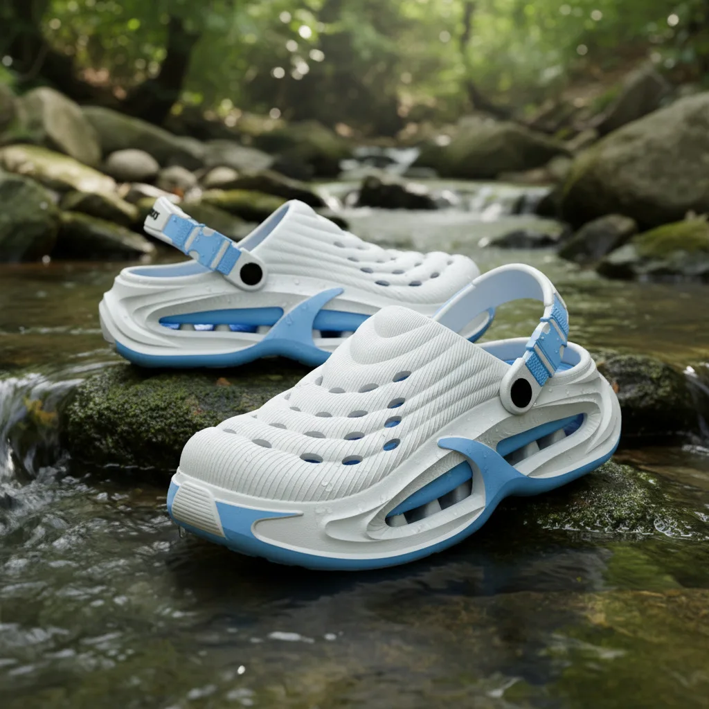 New hole shoes for men in summer, thick soled, non slip, breathable driving sandals, durable and fashionable beach shoes