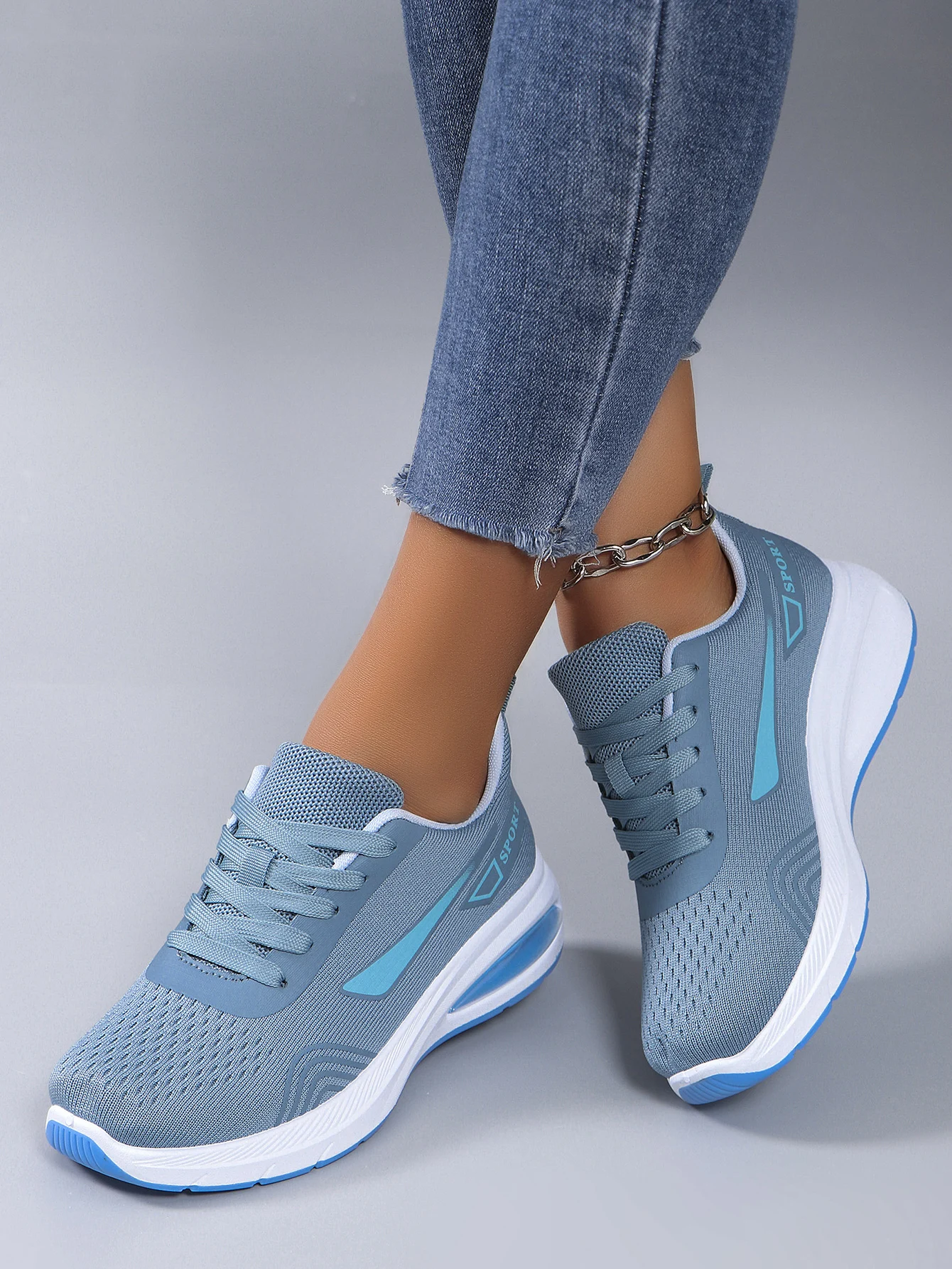 Spring new women's sports shoes, fashionable, breathable, lightweight, non-slip, wear-resistant, casual sports shoes, flat shoes
