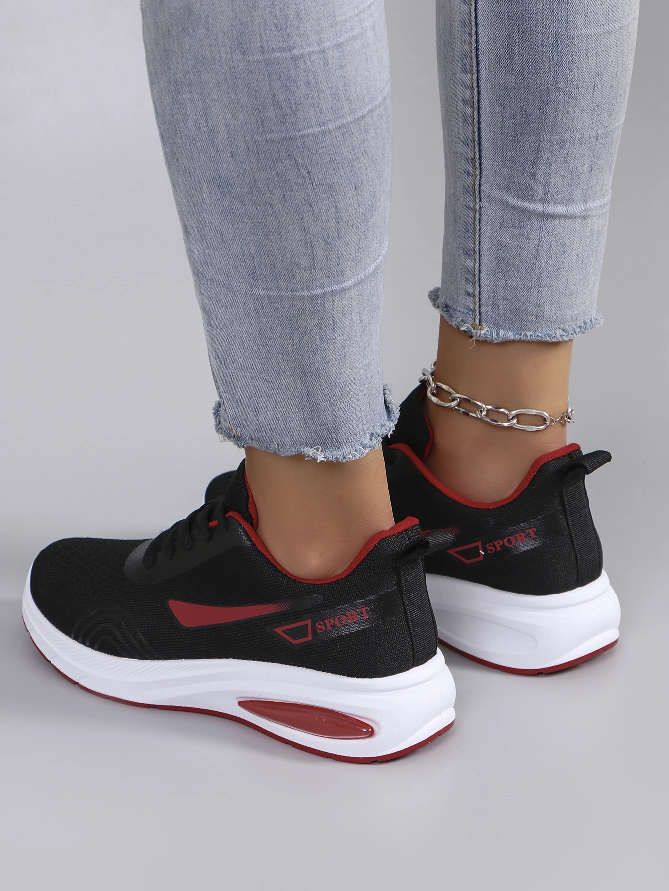 Spring new women's sports shoes, fashionable, breathable, lightweight, non-slip, wear-resistant, casual sports shoes, flat shoes