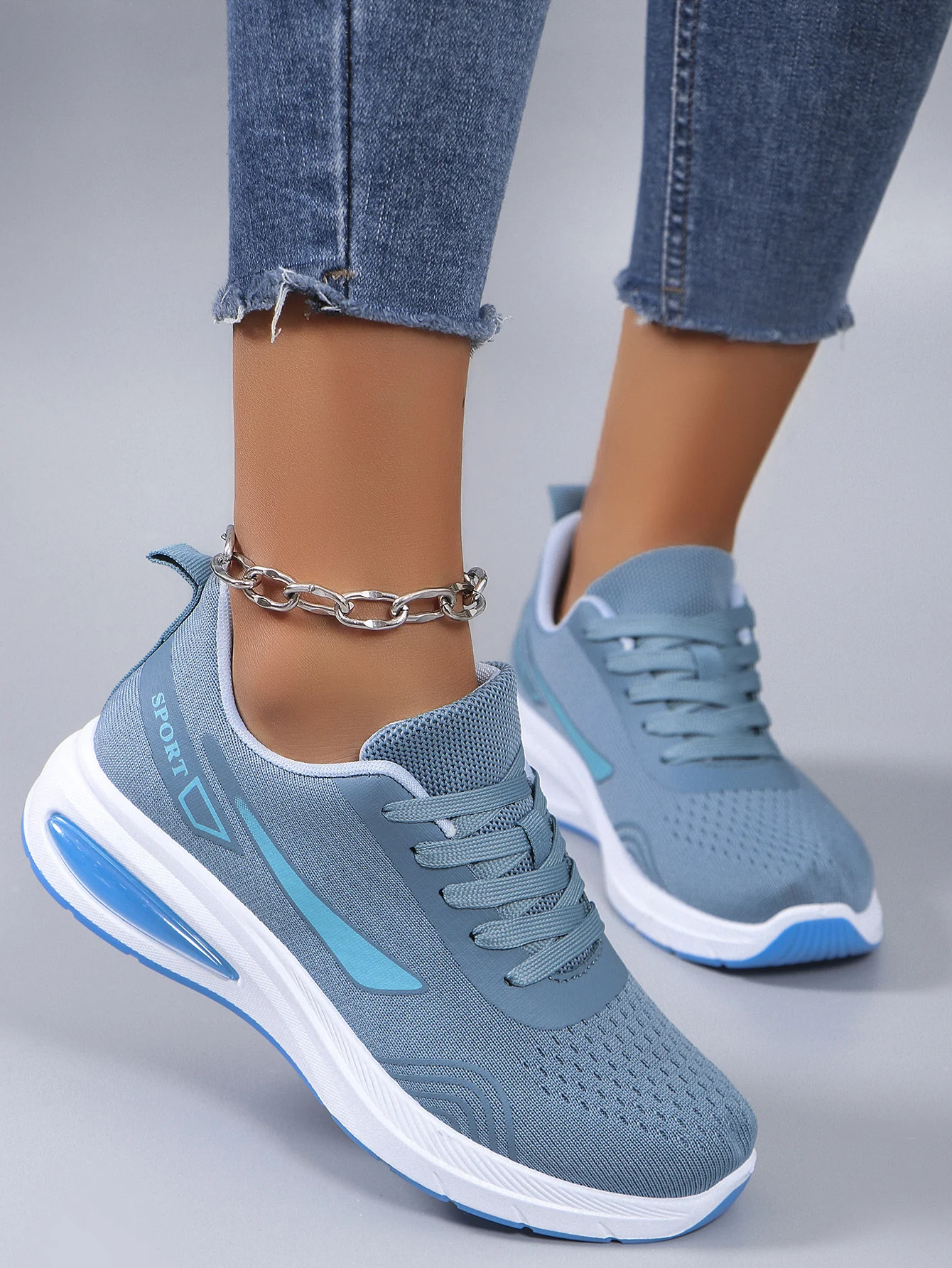 Spring new women's sports shoes, fashionable, breathable, lightweight, non-slip, wear-resistant, casual sports shoes, flat shoes