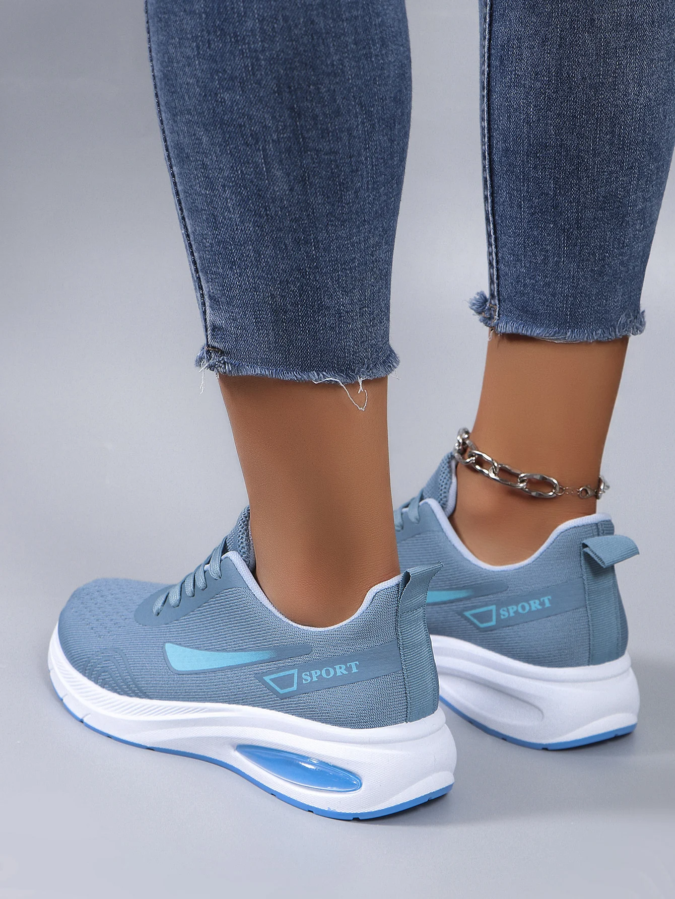 Spring new women's sports shoes, fashionable, breathable, lightweight, non-slip, wear-resistant, casual sports shoes, flat shoes