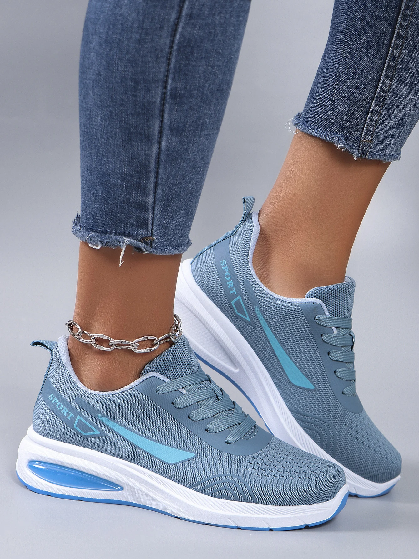 Spring new women's sports shoes, fashionable, breathable, lightweight, non-slip, wear-resistant, casual sports shoes, flat shoes