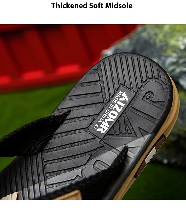 Summer trend contrasting flip flops for men wearing non-slip soft bottom braided beach sandy rubs