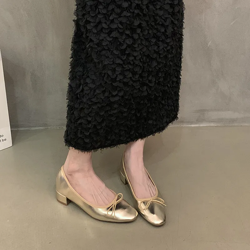 Bailamos Women Flat Shoes Fashion Round Toe Shallow Slip On Ladies Soft Ladies Mary Jane Ballerinas Flat Heel Casual Ballet Shoe