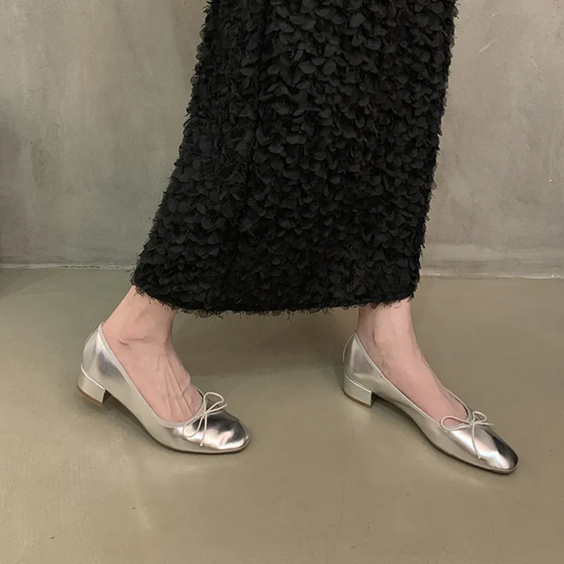 Bailamos Women Flat Shoes Fashion Round Toe Shallow Slip On Ladies Soft Ladies Mary Jane Ballerinas Flat Heel Casual Ballet Shoe