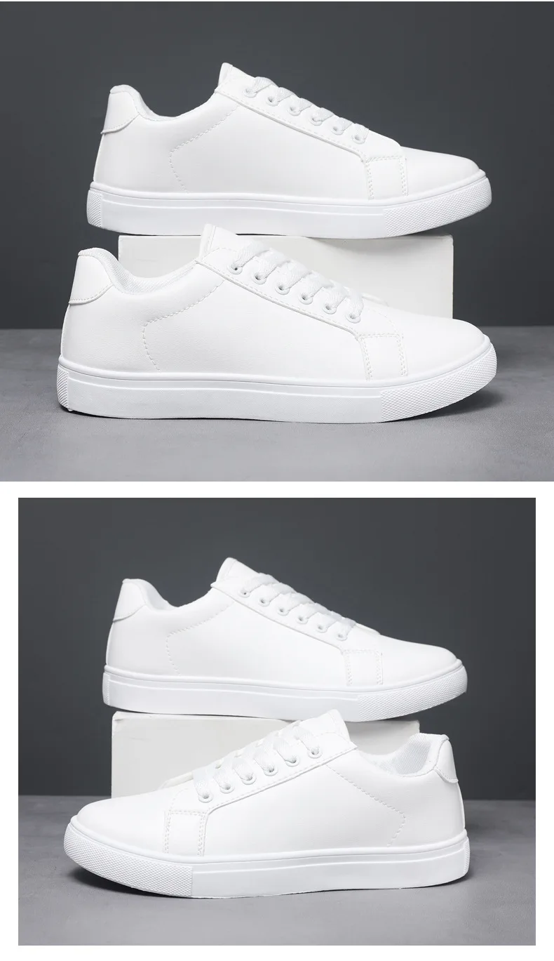 White Black Men Shoes Comfortable Casual Skateboard Shoes Men Solid Leisure Sneakers Lightweight Walking Shoes