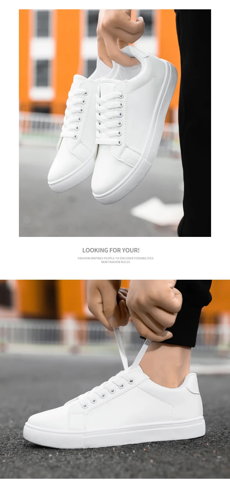 White Black Men Shoes Comfortable Casual Skateboard Shoes Men Solid Leisure Sneakers Lightweight Walking Shoes