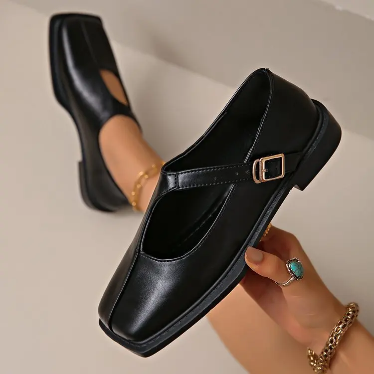Women's Mary Janes New Comfortable Soft Soled Buckle Strap Female Footwear Elegant Single Shoes Ladies Casual Leather Shoes