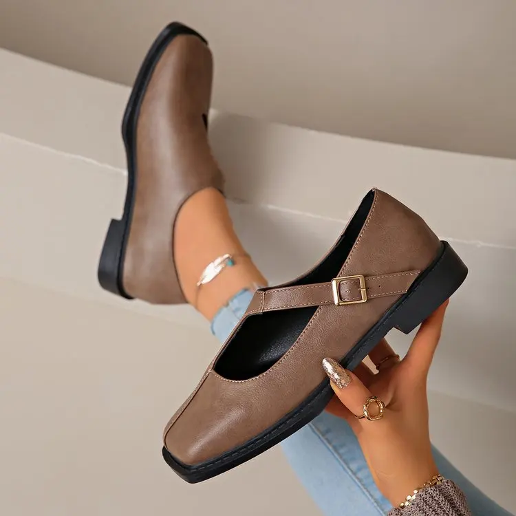 Women's Mary Janes New Comfortable Soft Soled Buckle Strap Female Footwear Elegant Single Shoes Ladies Casual Leather Shoes