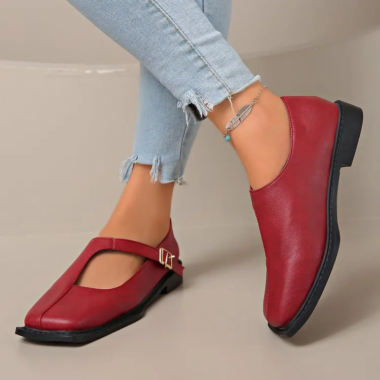 Women's Mary Janes New Comfortable Soft Soled Buckle Strap Female Footwear Elegant Single Shoes Ladies Casual Leather Shoes