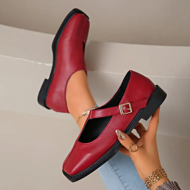 Women's Mary Janes New Comfortable Soft Soled Buckle Strap Female Footwear Elegant Single Shoes Ladies Casual Leather Shoes