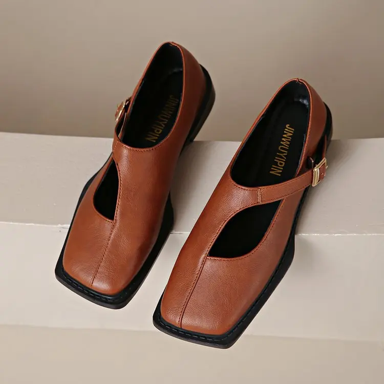 Women's Mary Janes New Comfortable Soft Soled Buckle Strap Female Footwear Elegant Single Shoes Ladies Casual Leather Shoes