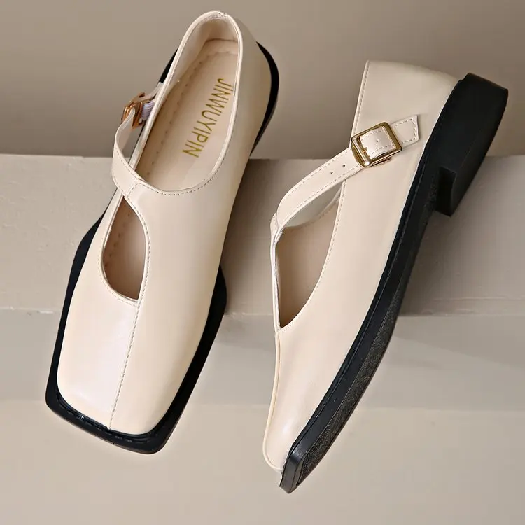 Women's Mary Janes New Comfortable Soft Soled Buckle Strap Female Footwear Elegant Single Shoes Ladies Casual Leather Shoes