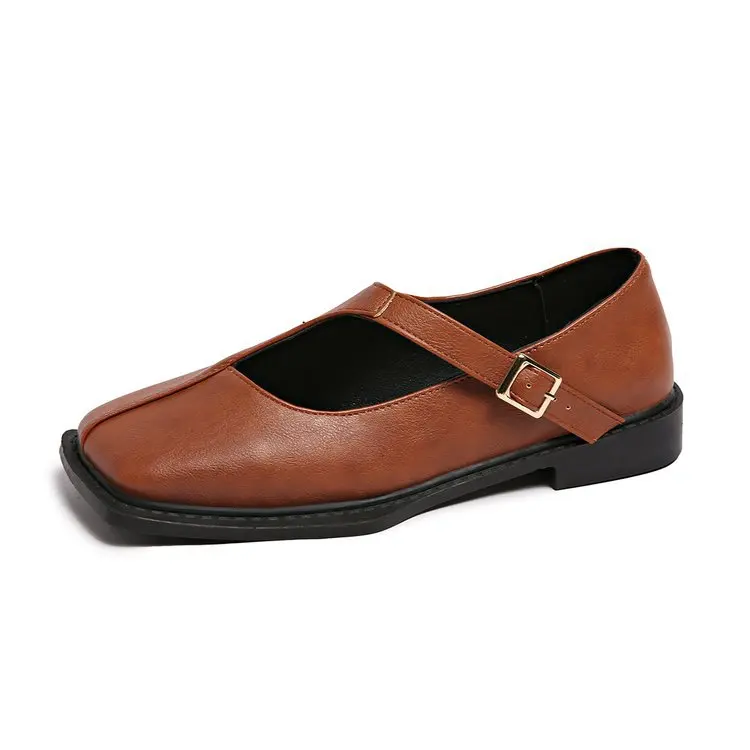 Women's Mary Janes New Comfortable Soft Soled Buckle Strap Female Footwear Elegant Single Shoes Ladies Casual Leather Shoes