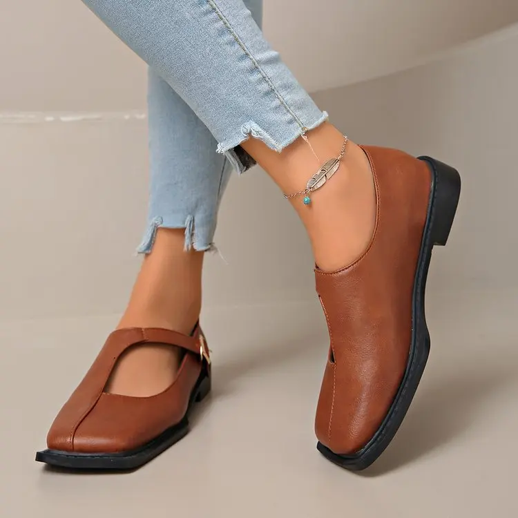 Women's Mary Janes New Comfortable Soft Soled Buckle Strap Female Footwear Elegant Single Shoes Ladies Casual Leather Shoes