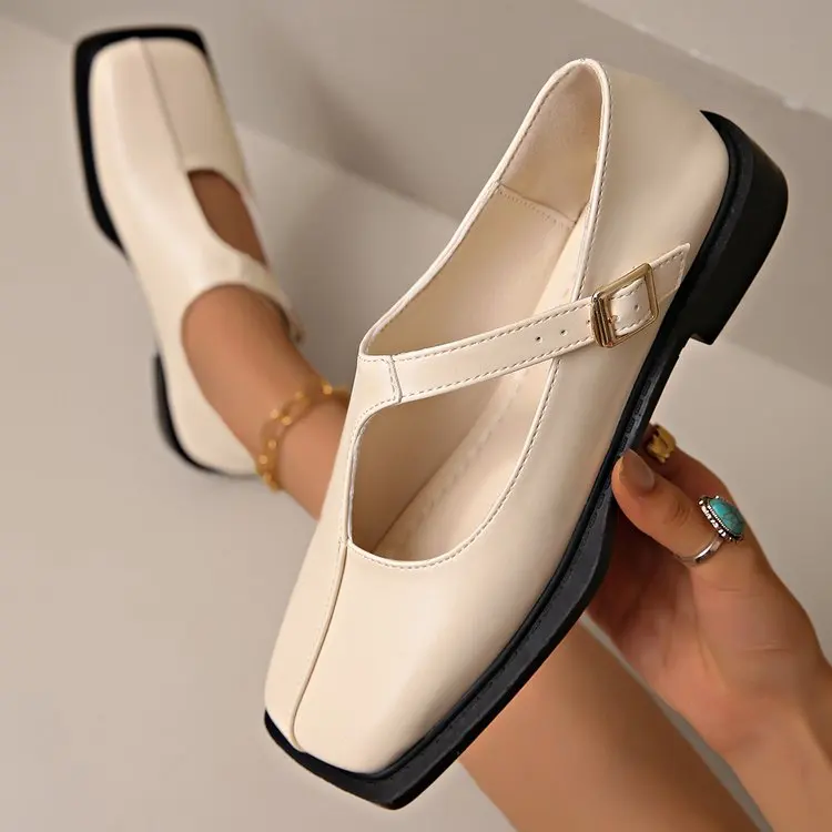 Women's Mary Janes New Comfortable Soft Soled Buckle Strap Female Footwear Elegant Single Shoes Ladies Casual Leather Shoes