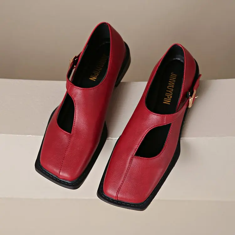 Women's Mary Janes New Comfortable Soft Soled Buckle Strap Female Footwear Elegant Single Shoes Ladies Casual Leather Shoes